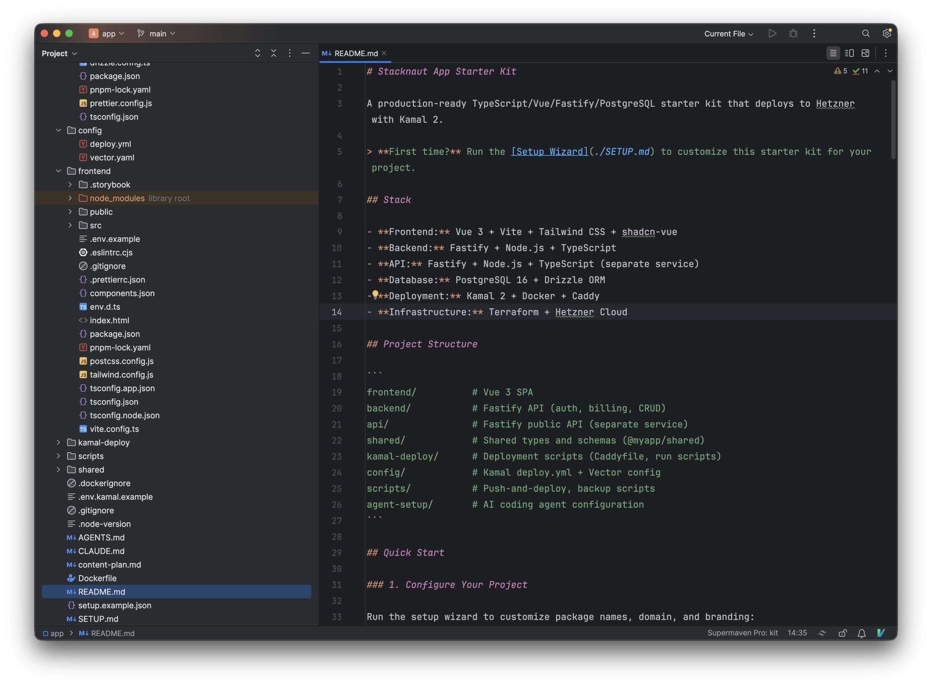 Stacknaut codebase in editor